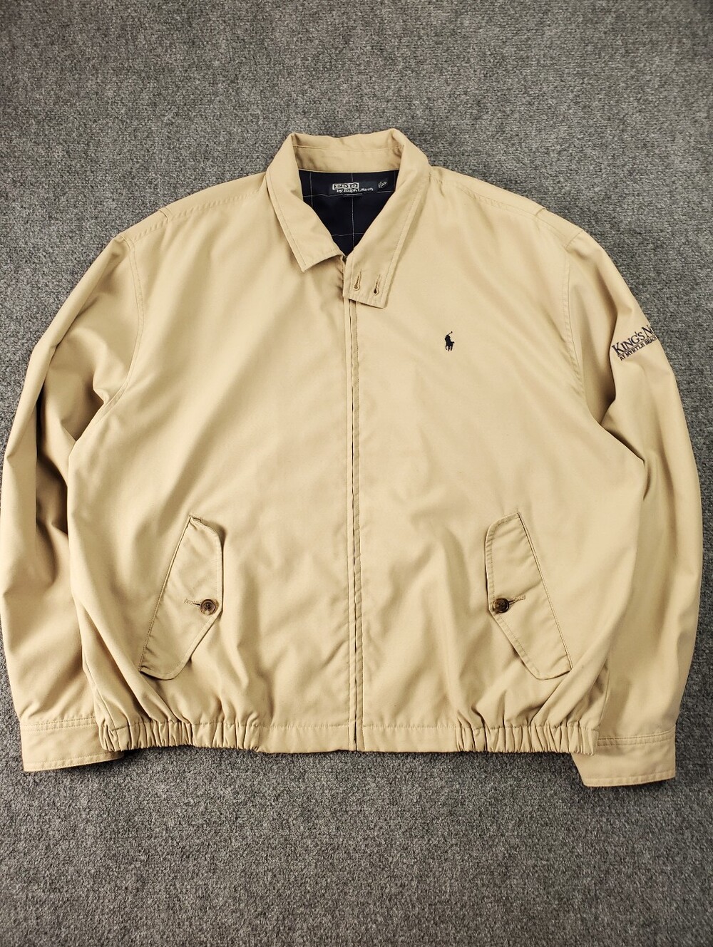 Vintage Polo Ralph Lauren Jacket XL Bi Swing Bomber Beige Microfiber Grid Lined - Picture 2 of 14